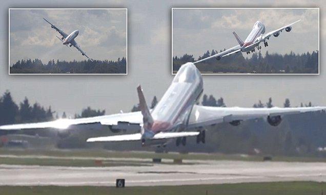 Boeing 747-8 Tinggalkan Tempatnya Dibuat dengan `Goyang Sayap`